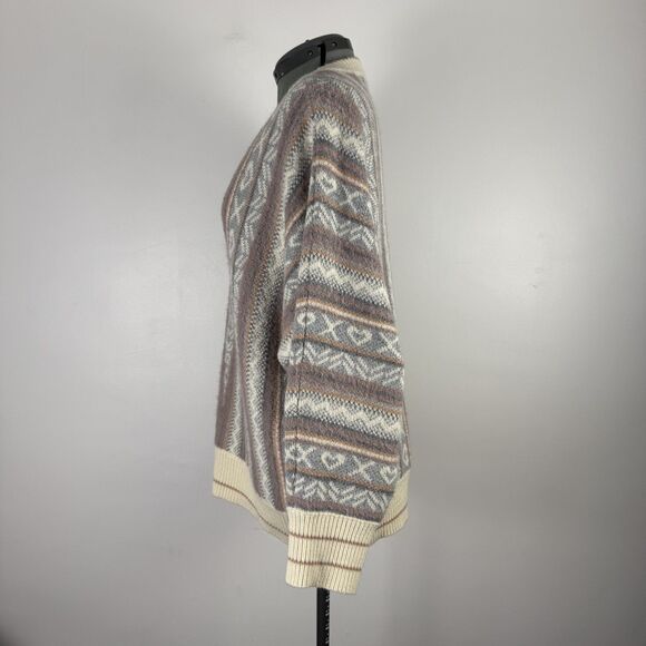 POL Oversized Knit Sweater M | Aztec Pattern Boho Slouchy Pullover - Picture 4 of 10